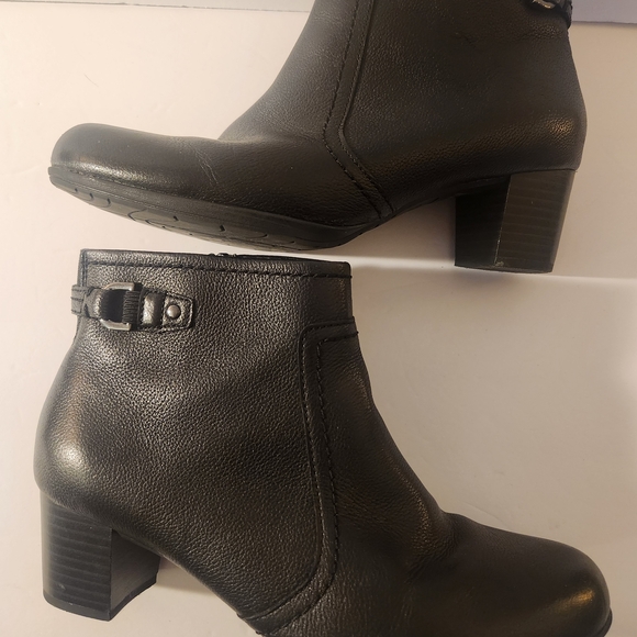 Marks & Spencer Shoes - Marks & Spencer Black Leather Ankle Boots with Buckle Detail. US Size 8.5W.